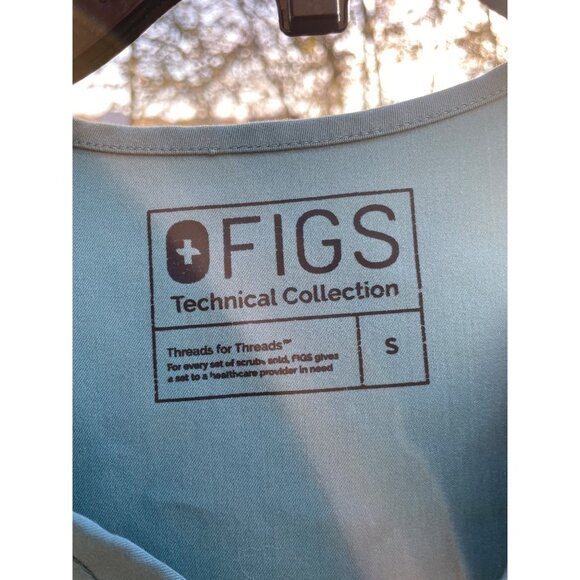 Figs Technical Collection Size Small Teal V-Neck Scrub Top With Front Pocket - Picture 5 of 13